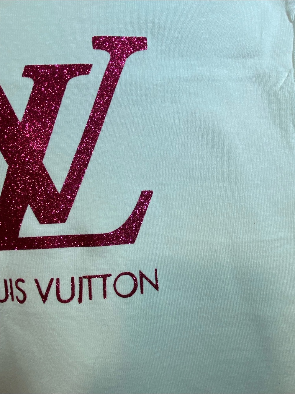 LV INSPO White Short Sleeve Tee with Pink Glitter Logo - Picture 5 of 8